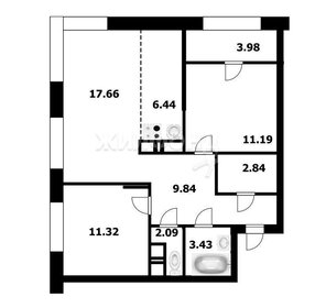 Квартира 64,6 м², 3-комнатная - изображение 1