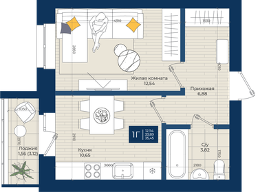 34,1 м², 1-комнатная квартира 4 500 000 ₽ - изображение 38