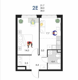 Квартира 38 м², 2-комнатная - изображение 1