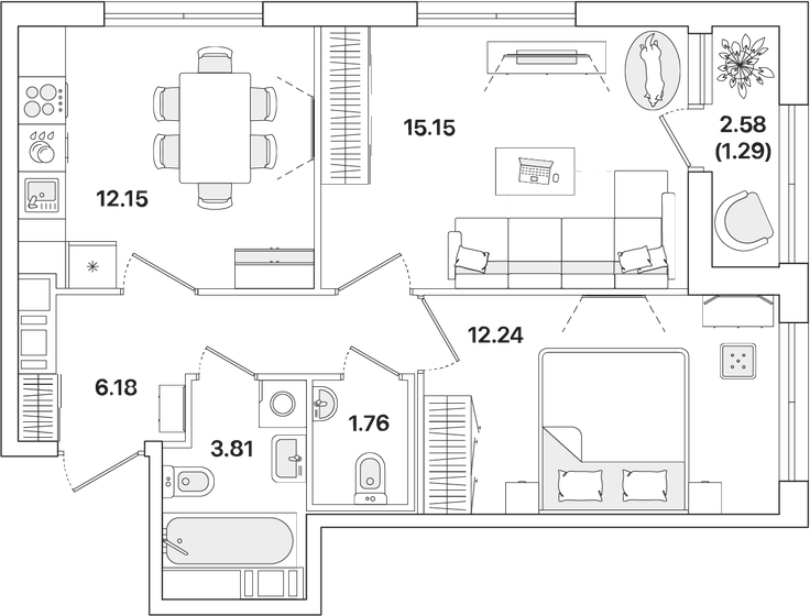 52,6 м², 2-комнатная квартира 12 639 902 ₽ - изображение 11