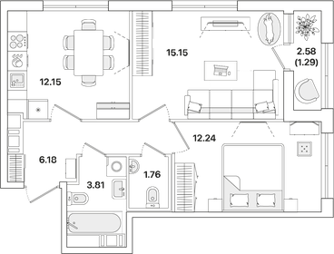 52,7 м², 2-комнатная квартира 12 480 000 ₽ - изображение 89