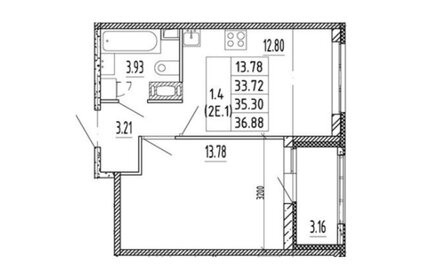 Квартира 36,9 м², 1-комнатная - изображение 1