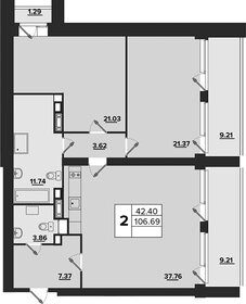 Квартира 126,4 м², 2-комнатные - изображение 1