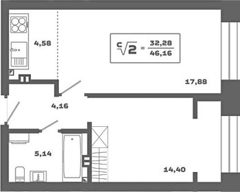 Квартира 46,2 м², 1-комнатная - изображение 1