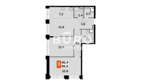 Квартира 66,6 м², 3-комнатная - изображение 1