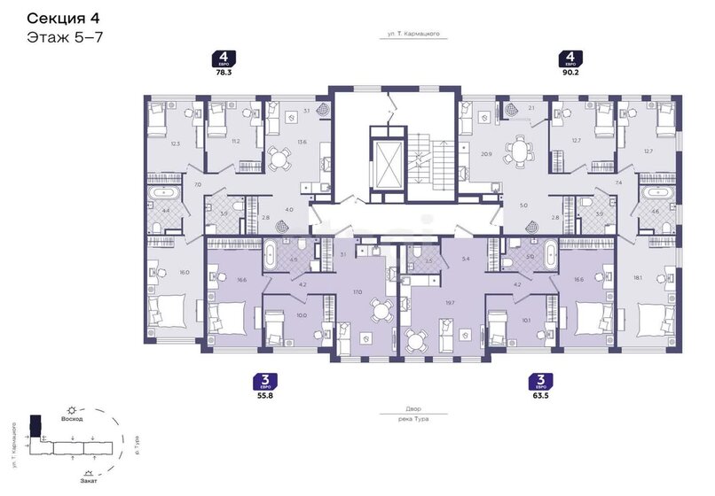 78,3 м², 4-комнатная квартира 10 380 000 ₽ - изображение 19