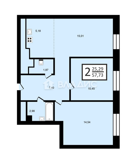 57,7 м², 2-комнатная квартира 24 999 000 ₽ - изображение 15