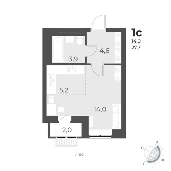 27,7 м², квартира-студия 4 450 000 ₽ - изображение 1