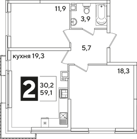 60,6 м², 2-комнатная квартира 10 308 060 ₽ - изображение 10