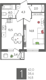 41,6 м², 1-комнатная квартира 10 196 160 ₽ - изображение 66