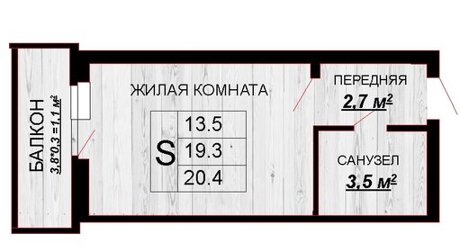 Квартира 20,4 м², студия - изображение 1