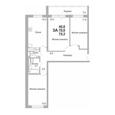 Квартира 74,4 м², 3-комнатная - изображение 3