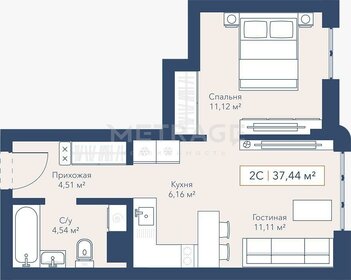 Квартира 37,4 м², 1-комнатная - изображение 1