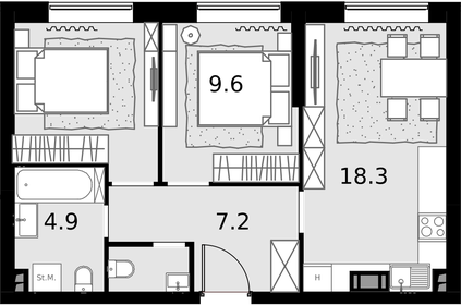 55 м², 2-комнатная квартира 13 992 000 ₽ - изображение 84