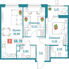 57,2 м², 2-комнатная квартира 11 000 000 ₽ - изображение 127