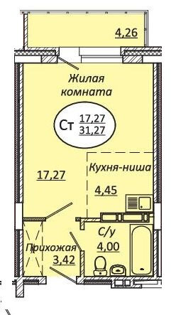 31,3 м², квартира-студия 3 908 750 ₽ - изображение 1