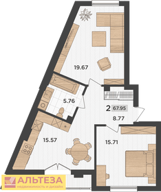 Квартира 68 м², 2-комнатная - изображение 1