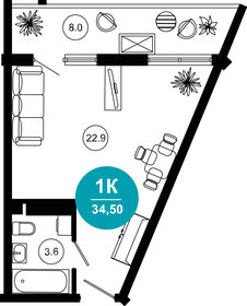 35,1 м², 1-комнатные апартаменты 32 292 000 ₽ - изображение 1