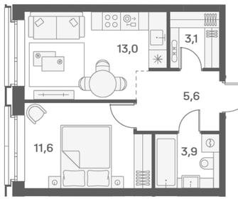 Квартира 36,9 м², 1-комнатная - изображение 1