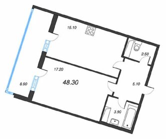 Квартира 48,3 м², 1-комнатная - изображение 1