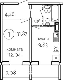 Квартира 35,4 м², 1-комнатная - изображение 1