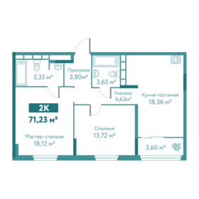 Квартира 71,2 м², 2-комнатная - изображение 1