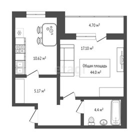 Квартира 44 м², 1-комнатная - изображение 3