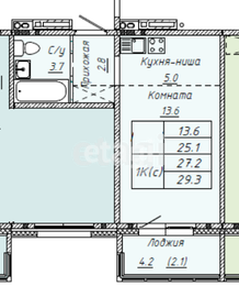 Квартира 29,3 м², студия - изображение 1