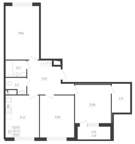 Квартира 95,1 м², 3-комнатная - изображение 1