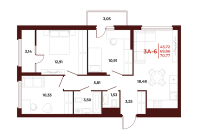 69,9 м², 3-комнатная квартира 6 180 000 ₽ - изображение 33