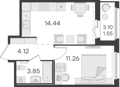 Квартира 35,2 м², 1-комнатная - изображение 1