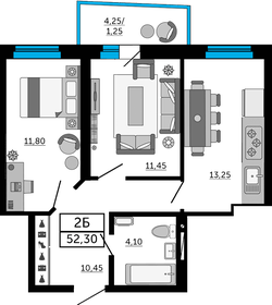 55,4 м², 2-комнатная квартира 7 000 000 ₽ - изображение 53