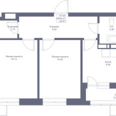 Квартира 57,7 м², 2-комнатная - изображение 3