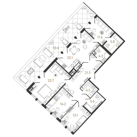 Квартира 127,3 м², 4-комнатная - изображение 1