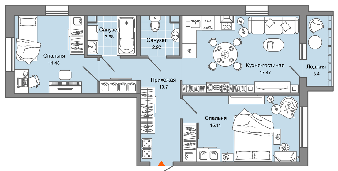 63 м², 3-комнатная квартира 5 271 816 ₽ - изображение 1