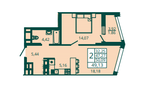 57,6 м², 1-комнатная квартира 5 700 000 ₽ - изображение 32