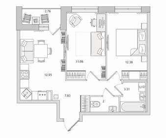Квартира 53,2 м², 2-комнатная - изображение 1