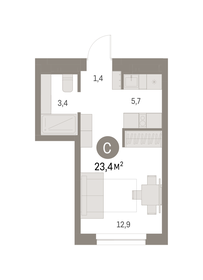 21,7 м², квартира-студия 5 500 000 ₽ - изображение 53