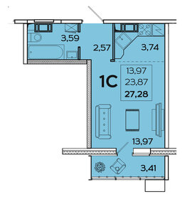 Квартира 27,3 м², студия - изображение 1