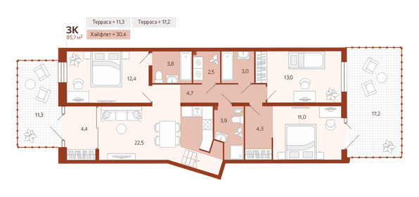 86,5 м², 3-комнатная квартира 10 000 000 ₽ - изображение 64