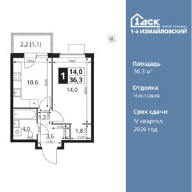 Квартира 36,3 м², 1-комнатная - изображение 1