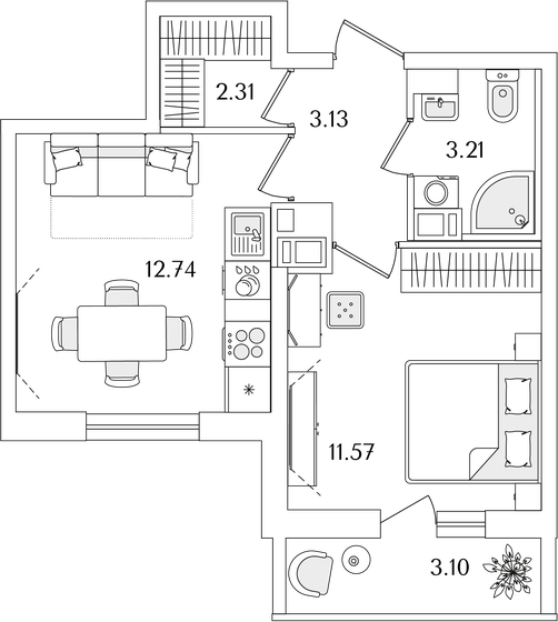 34,5 м², 1-комнатная квартира 9 054 108 ₽ - изображение 1