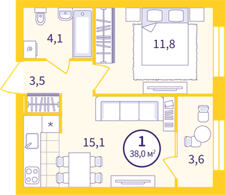 40,6 м², 1-комнатная квартира 5 600 000 ₽ - изображение 73