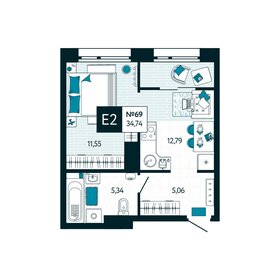 44,2 м², 2-комнатная квартира 4 100 000 ₽ - изображение 104