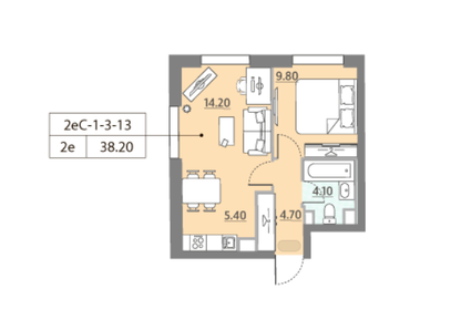 Квартира 38,2 м², 2-комнатная - изображение 1