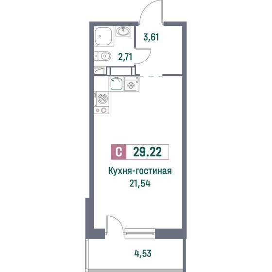 29,2 м², квартира-студия 4 946 946 ₽ - изображение 32