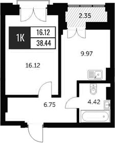 Квартира 39 м², 1-комнатная - изображение 1