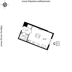 Квартира 36,2 м², студия - изображение 1