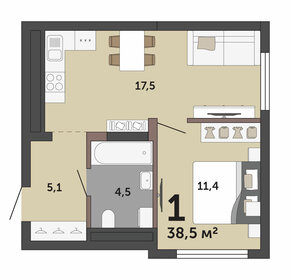 36,8 м², 1-комнатная квартира 5 900 000 ₽ - изображение 79