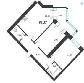 Квартира 58,2 м², 2-комнатная - изображение 1